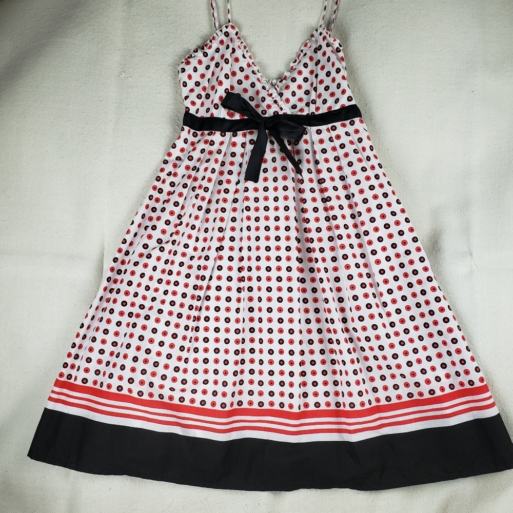 Red Black White Polka Dots Strappy Dress